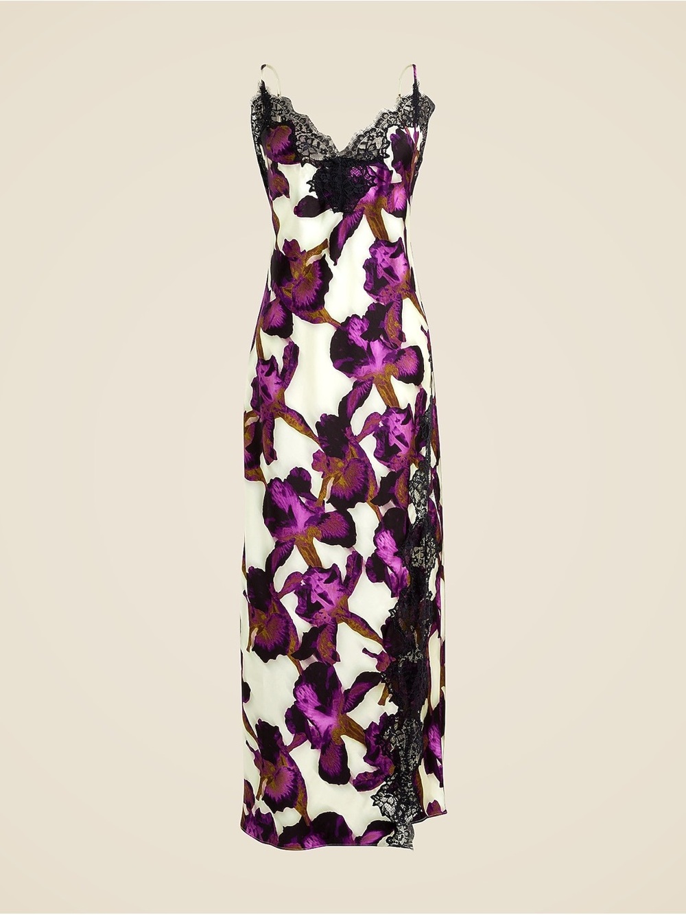 EUC J. Crew Lace-Trim Satin Slip Dress in Iris Purple Size 2